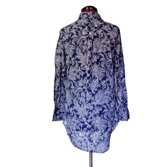 Express Button Front Shirt Multiclor Womens Size Medium Paisley Print Po… - Picture 2 of 7